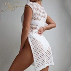 women mini crochet dress